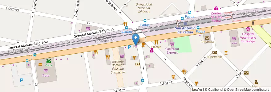 Mapa de ubicacion de Estancia San Francisco en 아르헨티나, 부에노스아이레스주, Partido De Merlo, San Antonio De Padua.