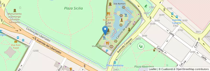 Mapa de ubicacion de Estanque Kyoto, Palermo en الأرجنتين, Ciudad Autónoma De Buenos Aires, Buenos Aires, Comuna 14.