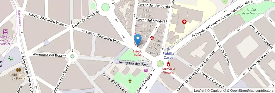 Mapa de ubicacion de Estetic Dent en Espanha, Catalunha, Barcelona, Barcelonès.