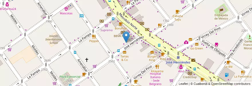 Mapa de ubicacion de Estética Buenos Aires, Belgrano en 阿根廷, Ciudad Autónoma De Buenos Aires, 布宜诺斯艾利斯, Comuna 13.