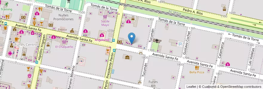 Mapa de ubicacion de Estética Nora Oblinsky en Argentina, Santa Fe, Departamento Rosario, Municipio De Funes, Funes.