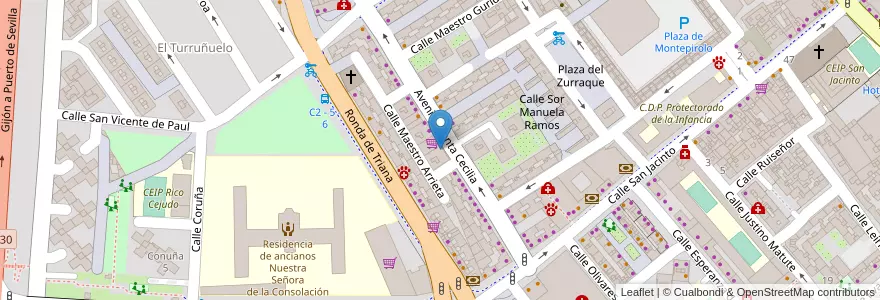 Mapa de ubicacion de Esther Vílches Gargallo en 西班牙, 安达鲁西亚, Sevilla, Sevilla.