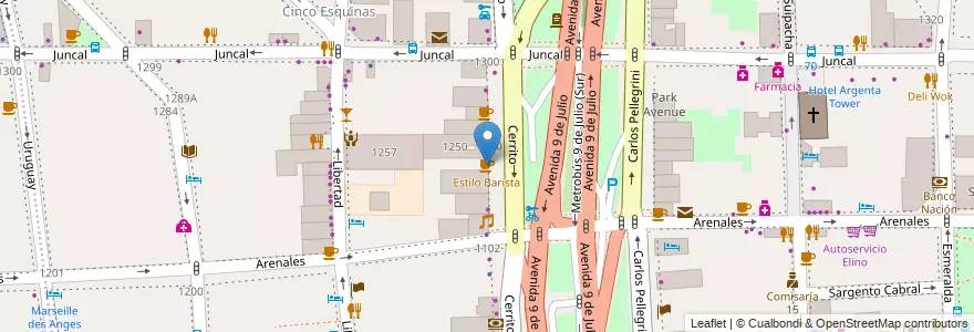 Mapa de ubicacion de Estilo Barista, Retiro en آرژانتین, Ciudad Autónoma De Buenos Aires, Comuna 1, Buenos Aires.