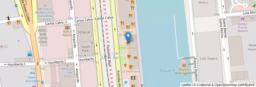 Mapa de ubicacion de Estilo Campo, Puerto Madero en آرژانتین, Ciudad Autónoma De Buenos Aires, Comuna 1, Buenos Aires.
