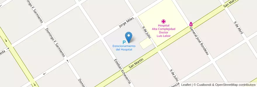 Mapa de ubicacion de Estocionamiento del Hospital en Argentina, Buenos Aires, Partido De Esteban Echeverría, Monte Grande.