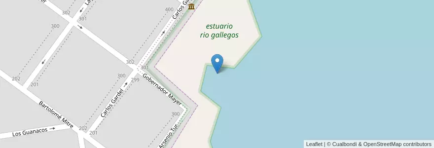 Mapa de ubicacion de estuario rio gallegos en الأرجنتين, تشيلي, محافظة سانتا كروز, Güer Aike, Municipio De Río Gallegos.