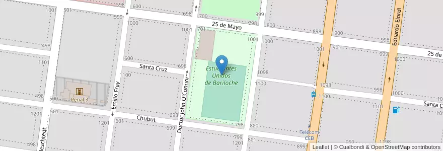 Mapa de ubicacion de Estudiantes Unidos de Bariloche en Argentina, Cile, Provincia Di Río Negro, Departamento Bariloche, Municipio De San Carlos De Bariloche, San Carlos De Bariloche.