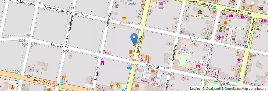 Mapa de ubicacion de Estudio 91 en آرژانتین, سانتافه, Departamento Rosario, Municipio De Funes, Funes.