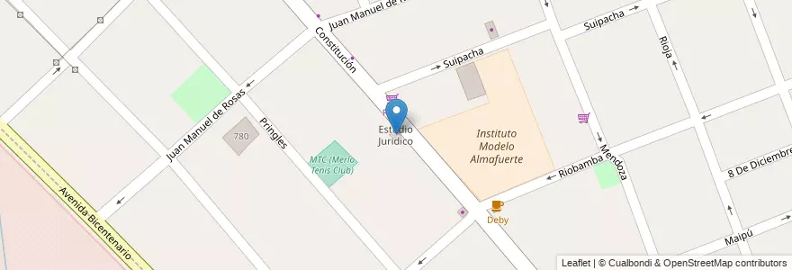 Mapa de ubicacion de Estudio Juridico en Argentina, Buenos Aires, Partido De Merlo, Merlo.