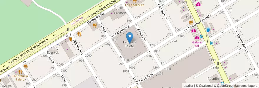Mapa de ubicacion de Estudios Telefé en Arjantin, Buenos Aires, Partido De San Isidro.