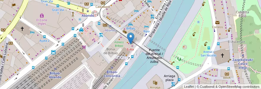 Mapa de ubicacion de Euba en España, Euskadi, Bizkaia, Bilboaldea, Bilbao.