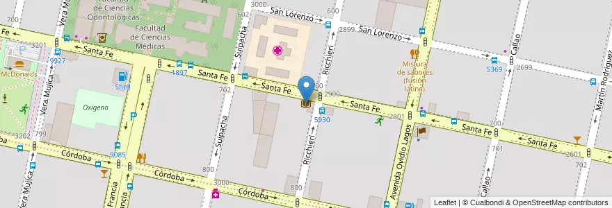 Mapa de ubicacion de Euduro Díaz en Аргентина, Санта-Фе, Departamento Rosario, Municipio De Rosario, Росарио.
