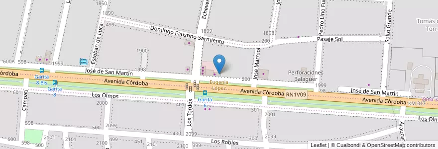 Mapa de ubicacion de Eugenia López en Arjantin, Santa Fe, Departamento Rosario, Municipio De Funes, Funes.