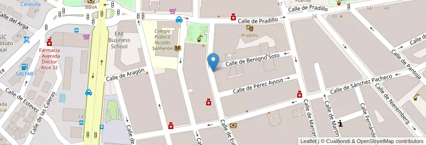 Mapa de ubicacion de EUGENIO SALAZAR, CALLE, DE,52 en إسبانيا, منطقة مدريد, منطقة مدريد, Área Metropolitana De Madrid Y Corredor Del Henares, مدريد.