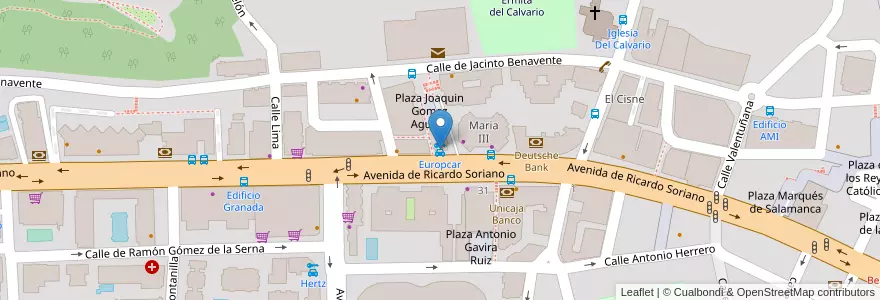 Mapa de ubicacion de Europcar en Espanha, Andaluzia, Málaga, Costa Del Sol Occidental, Marbella.