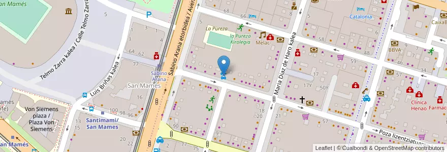 Mapa de ubicacion de Europcar en スペイン, バスク州, Bizkaia, Bilboaldea, ビルバオ.