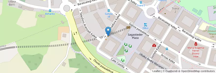 Mapa de ubicacion de Euskal Pizza en Espagne, Pays Basque Autonome, Guipuscoa, Donostialdea, Saint-Sébastien.