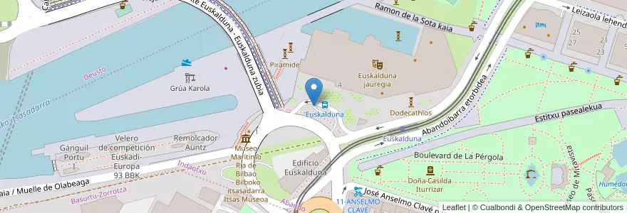 Mapa de ubicacion de Euskalduna en España, Euskadi, Bizkaia, Bilboaldea, Bilbao.