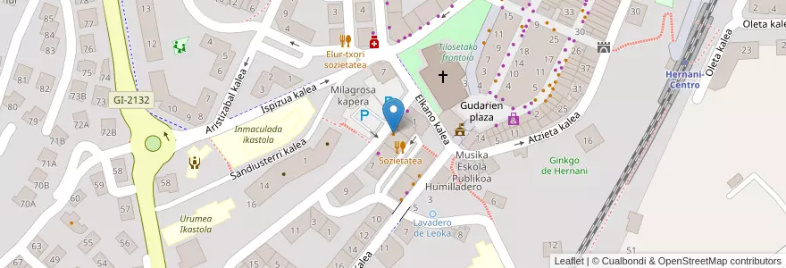 Mapa de ubicacion de Euskalpizza en 스페인, Euskadi, Gipuzkoa, Donostialdea, Hernani.