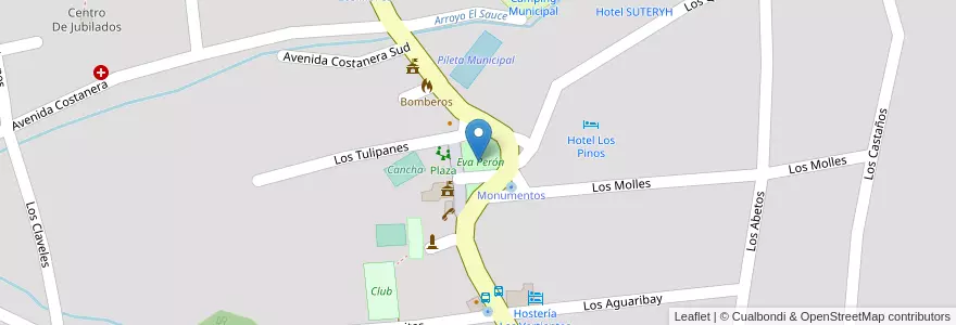 Mapa de ubicacion de Eva Perón en آرژانتین, Córdoba, Departamento Punilla, Pedanía Dolores, Municipio De Los Cocos.