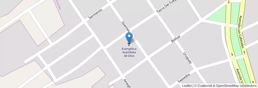 Mapa de ubicacion de Evangélica Asamblea de Dios en アルゼンチン, ミシオネス州, Departamento Cainguás, Municipio De Campo Grande, Campo Grande.