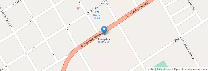Mapa de ubicacion de Evangelica Del Puente en アルゼンチン, コリエンテス州, Departamento Esquina, Municipio De Esquina.