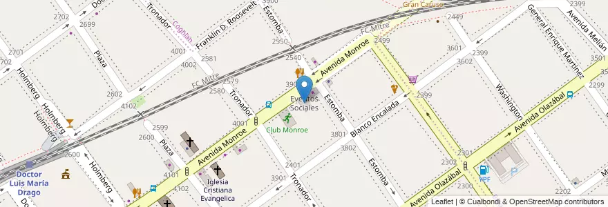 Mapa de ubicacion de Eventos Sociales, Villa Urquiza en Argentinië, Ciudad Autónoma De Buenos Aires, Comuna 12, Buenos Aires.