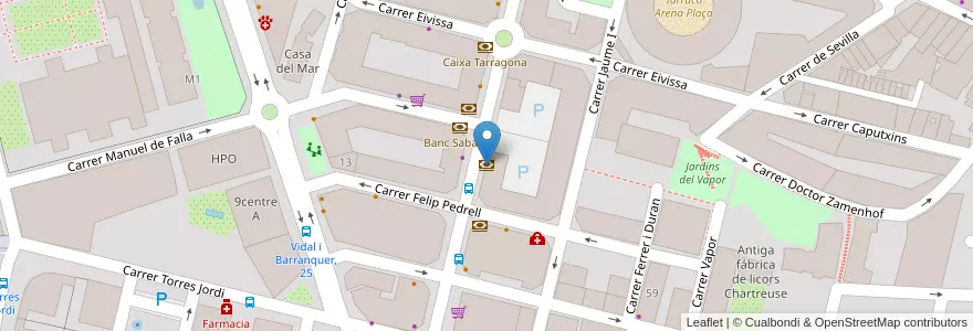 Mapa de ubicacion de EVO Banco en 스페인, Catalunya, Tarragona, Tarragonès, 타라고나.