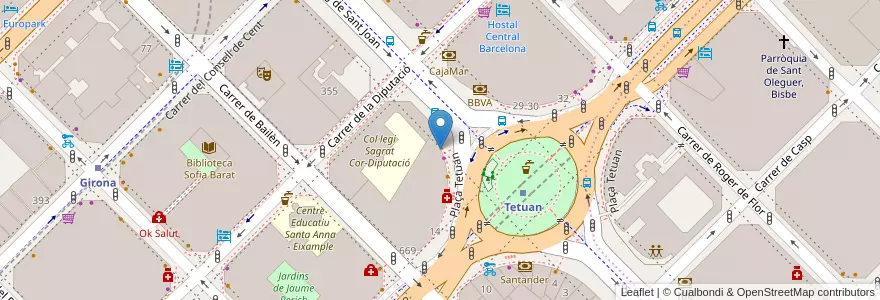 Mapa de ubicacion de Evo Banco en 스페인, Catalunya, Barcelona, Barcelonès, 바르셀로나.