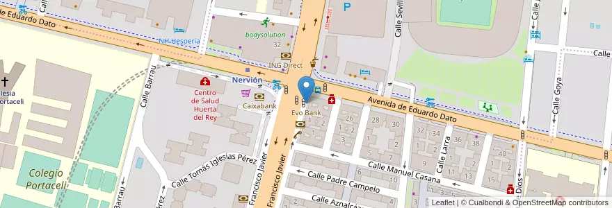 Mapa de ubicacion de Evo Bank en Espagne, Andalousie, Séville, Séville.