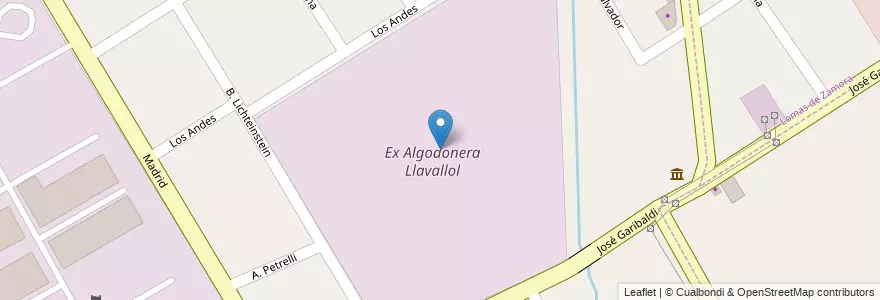 Mapa de ubicacion de Ex Algodonera Llavallol en Argentinië, Buenos Aires, Partido De Lomas De Zamora.