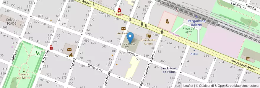 Mapa de ubicacion de Ex Berini en Arjantin, Buenos Aires, Partido De Pergamino.