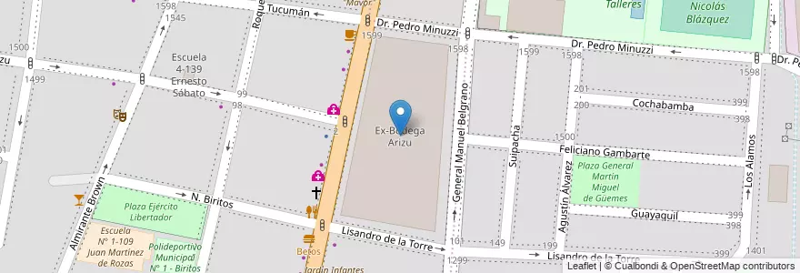Mapa de ubicacion de Ex-Bodega Arizu en Argentina, Chile, Mendoza, Godoy Cruz, Departamento Godoy Cruz, Distrito Ciudad De Godoy Cruz.