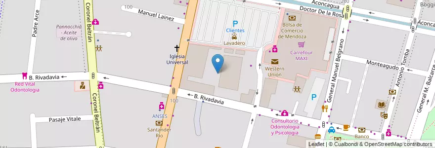 Mapa de ubicacion de Ex Bodega Tomba en Arjantin, Şili, Mendoza, Godoy Cruz, Departamento Godoy Cruz, Distrito Ciudad De Godoy Cruz.
