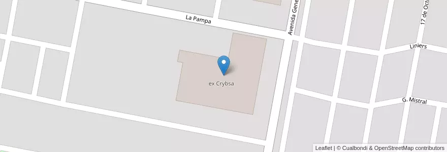 Mapa de ubicacion de ex Crybsa en Argentinië, Río Negro, Departamento General Roca, Villa Regina.