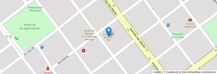 Mapa de ubicacion de Ex edificio de E.E.P. 197 en 아르헨티나, Chaco, Departamento Mayor Luis Jorge Fontana, Municipio De Coronel Du Graty, Coronel Du Graty.