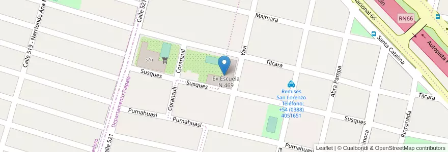 Mapa de ubicacion de Ex Escuela N 469 en 阿根廷, Jujuy, Departamento Palpalá, Municipio De Palpalá.