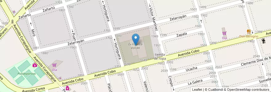 Mapa de ubicacion de Ex Fábrica Volcán, Parque Chacabuco en 아르헨티나, Ciudad Autónoma De Buenos Aires, Comuna 7, 부에노스아이레스.