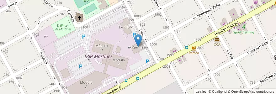 Mapa de ubicacion de ex-Gimnasio en 阿根廷, 布宜诺斯艾利斯省, Partido De San Isidro, Martínez.