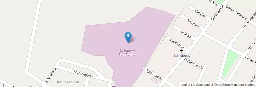 Mapa de ubicacion de Ex Ingenio San Ramón en 아르헨티나, Tucumán, Departamento Monteros, Municipio De Villa Quinteros.