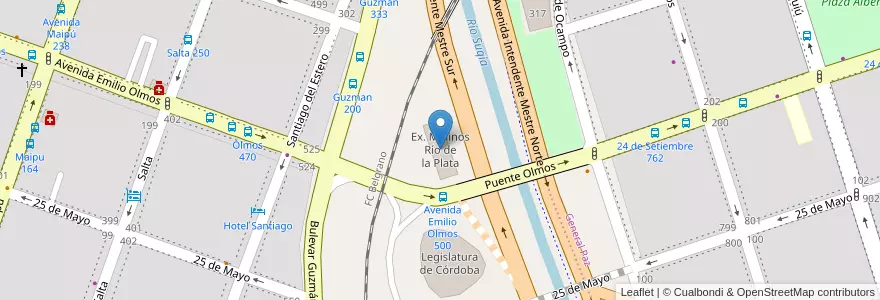 Mapa de ubicacion de Ex. Molinos Río de la Plata en 阿根廷, Córdoba, Departamento Capital, Pedanía Capital, Córdoba, Municipio De Córdoba.