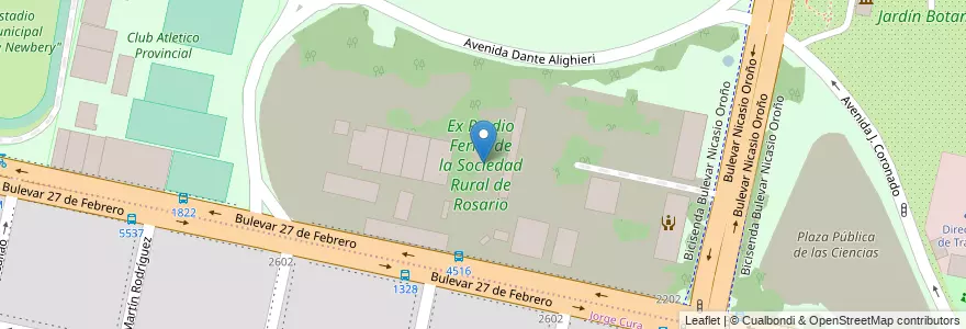 Mapa de ubicacion de Ex Predio Ferial de la Sociedad Rural de Rosario en アルゼンチン, サンタフェ州, Departamento Rosario, Municipio De Rosario, ロサリオ.