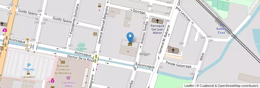 Mapa de ubicacion de Ex-sede Sociedad Cristóforo Colombo en アルゼンチン, チリ, メンドーサ州, Godoy Cruz, Departamento Godoy Cruz, Distrito Ciudad De Godoy Cruz.