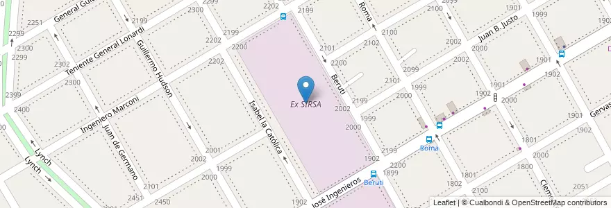 Mapa de ubicacion de Ex SIRSA en الأرجنتين, بوينس آيرس, Partido De San Isidro, Beccar.