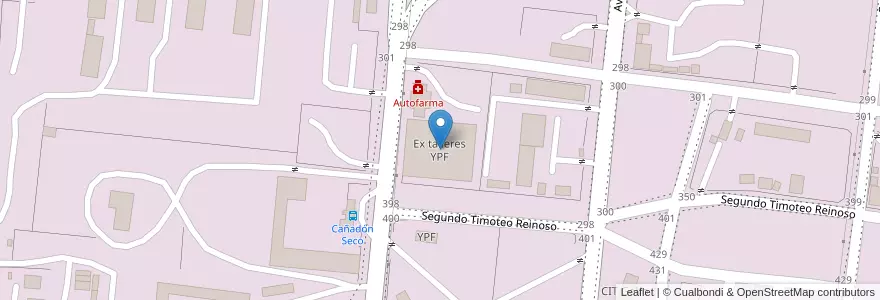 Mapa de ubicacion de Ex talleres YPF en Аргентина, Чили, Санта-Крус, Comisión De Fomento De Cañadón Seco, Deseado, Cañadón Seco.