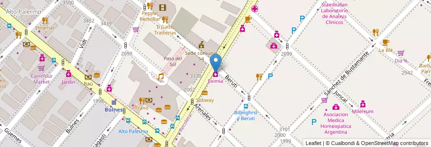 Mapa de ubicacion de Eximia, Recoleta en アルゼンチン, Ciudad Autónoma De Buenos Aires, Comuna 2, ブエノスアイレス.