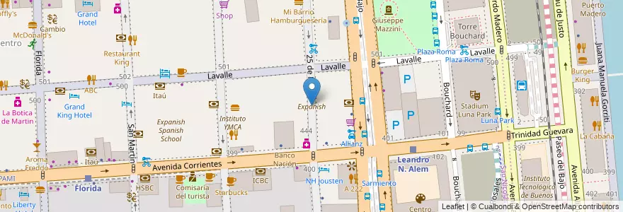 Mapa de ubicacion de Expanish, San Nicolas en Arjantin, Ciudad Autónoma De Buenos Aires, Comuna 1, Buenos Aires.