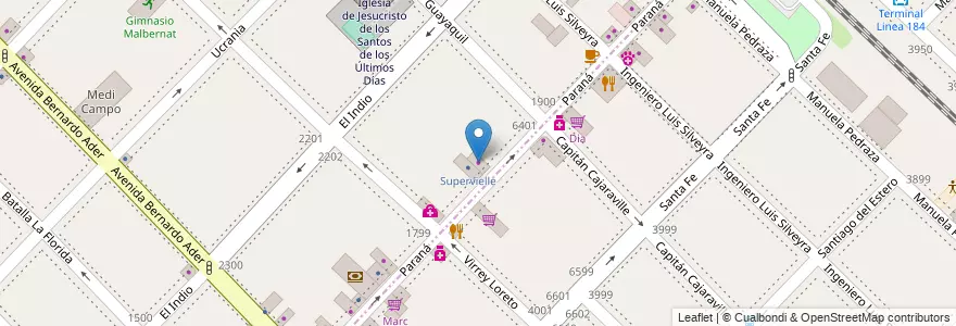 Mapa de ubicacion de Express en 阿根廷, 布宜诺斯艾利斯省, Partido De San Isidro, Villa Adelina.