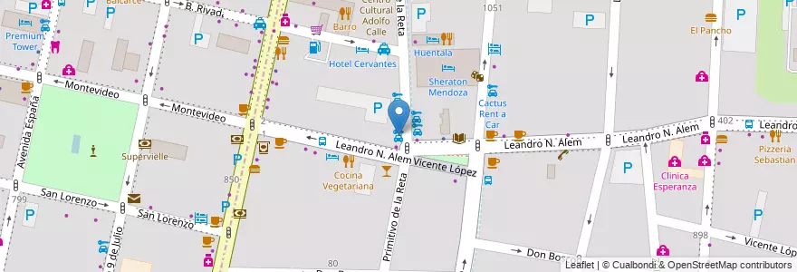 Mapa de ubicacion de Express Car en 아르헨티나, 칠레, Mendoza, Departamento Capital, Ciudad De Mendoza, Sección 3ª Parque O'Higgins.