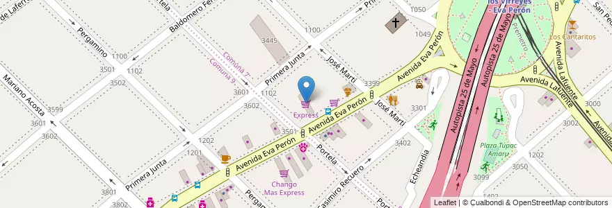 Mapa de ubicacion de Express, Flores en Argentinië, Ciudad Autónoma De Buenos Aires, Comuna 7, Buenos Aires.